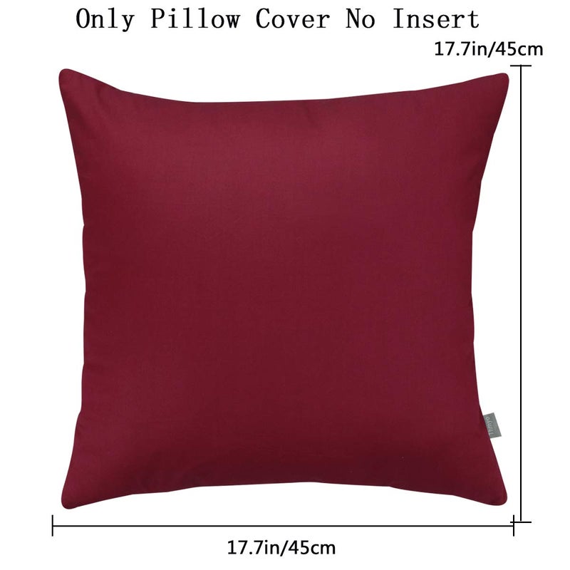 Thmyo 4-Pack 100% Cotton Comfortable Solid Decorative Throw Pillow Case Christmas Square Cushion Covers Pillowcases DIY Throw Pillow Covers for Sofa Bed Car(18x18 inch/45x45cm,Wine Red) - Image 5